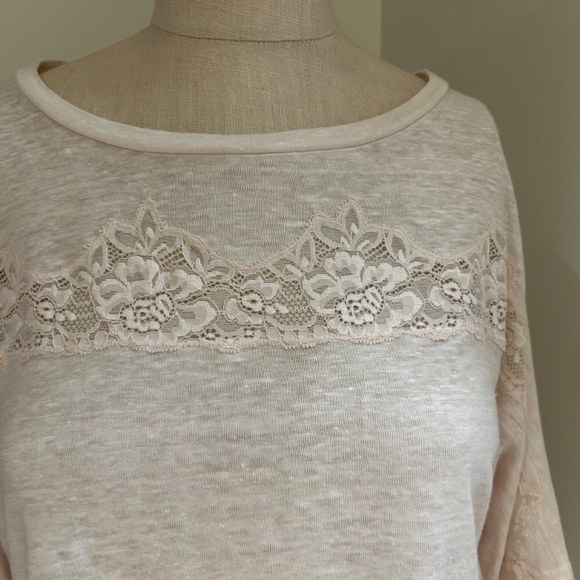 Rebecca Taylor Lace Insert T Shirt Large New Tags - Picture 2 of 7